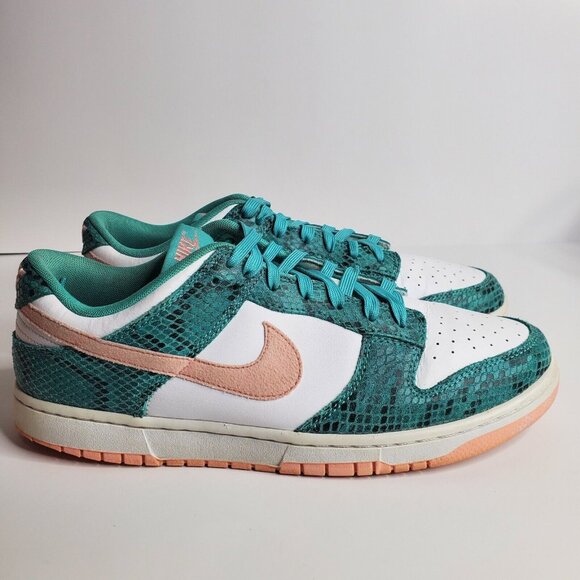 Size 11 - Nike Dunk Low Washed Teal Snakeskin - Picture 1 of 6